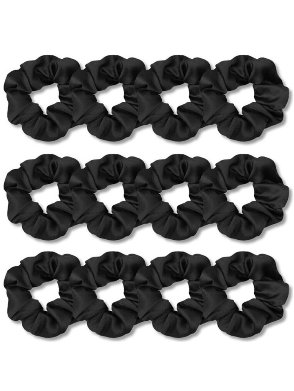 Glamorous Black Satin Scrunchies - Soft, Stretchy, Perfect for Hair Care & Style